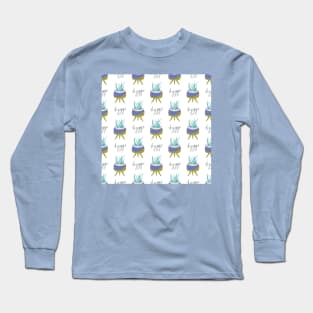 Pattern with houseplant and hand lettering Long Sleeve T-Shirt